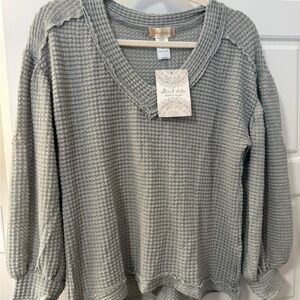 Altar'd State V-Neck Sweater in Soft sage green